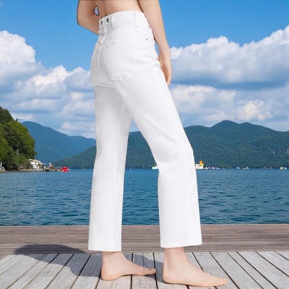 NWT Rag & Bone The Maya High Rise Ankle Straight White Denim Jeans Size 24 - Picture 3 of 11